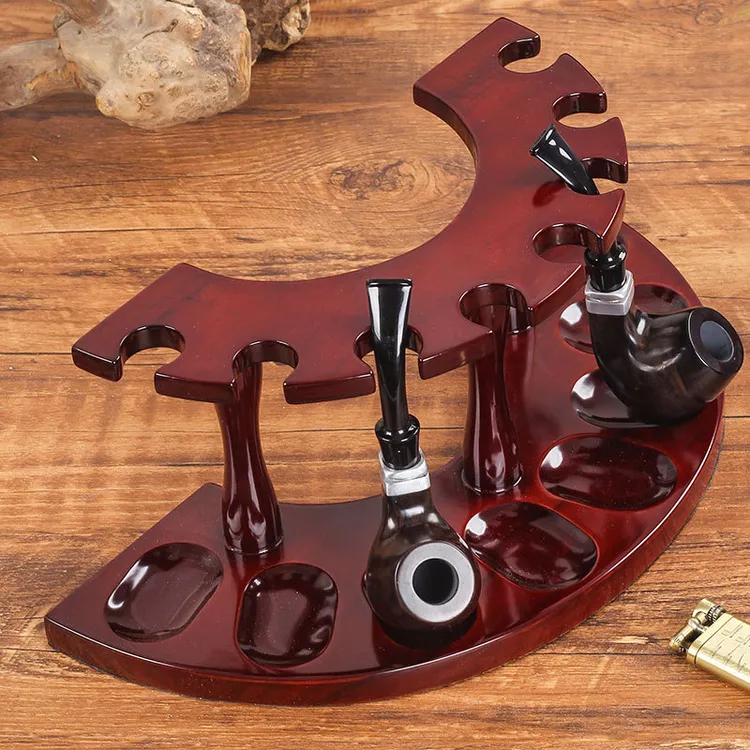 原木烟斗架多位实木烟斗支架烟具烟斗配件男士烟斗座装饰收纳