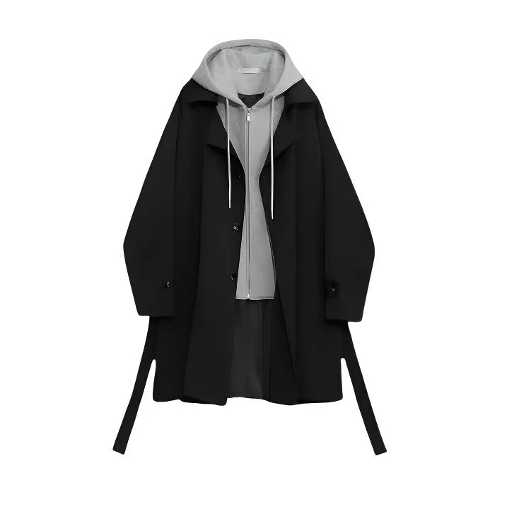 宽松抗皱秋冬季单排扣中长款风衣外套潮城市机能大衣百搭上衣男女