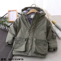 [冬至]DU4童装休闲棉服2w78儿童中大童秋冬加棉加厚摇粒绒外套男