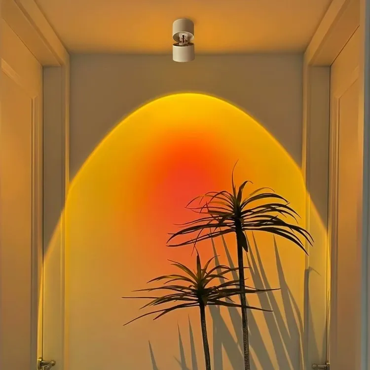 新款落地射灯彩虹投影灯创意夕阳灯日不落灯挂画夕阳红艺术氛围灯