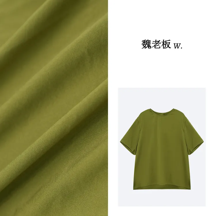 yangeer/艳歌尔【青裳】禅意气质款垂感真丝洋气短袖小衫2SDM0W015