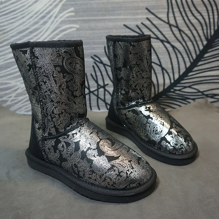 冬季新款真皮羊皮雪地靴 套筒中筒靴 多色福利款棉靴61-2