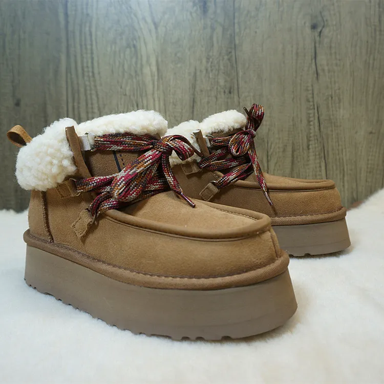双11冬季新款真皮牛皮羊毛女士雪地靴  厚底女棉靴  1-17