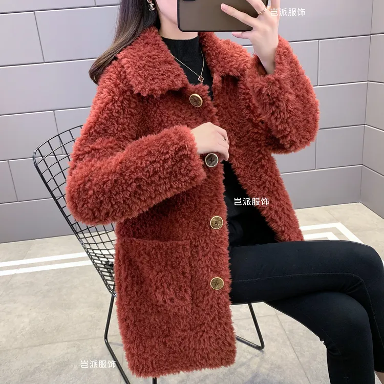 qipai/岂派2025新款全羊毛保暖洋气上衣中长秋冬厚百搭上衣女外套商品图