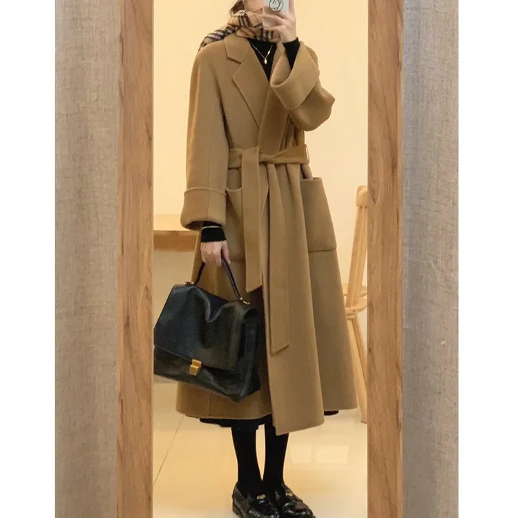 驼色大衣女中长款高级感双面呢气质显瘦高级感秋冬毛呢大衣女外套