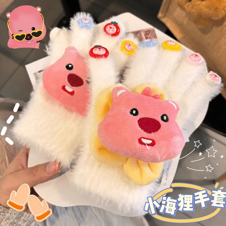 【皮卡】可爱小海狸loopy手套绒可爱高颜值保暖加绒驾车个人用品