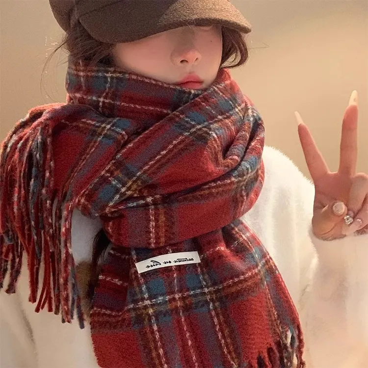 高品质~安可拉红围巾氛围感复古围巾美拉德风高级感驾车个人用品