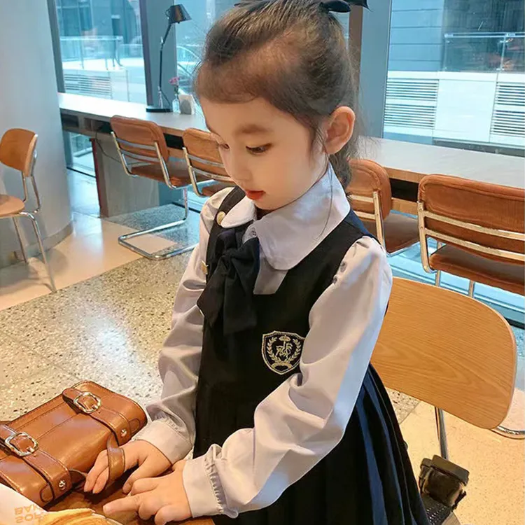 女童学院风jk连衣裙儿童2025春季裙子假两件宝宝洋气中小童公主裙