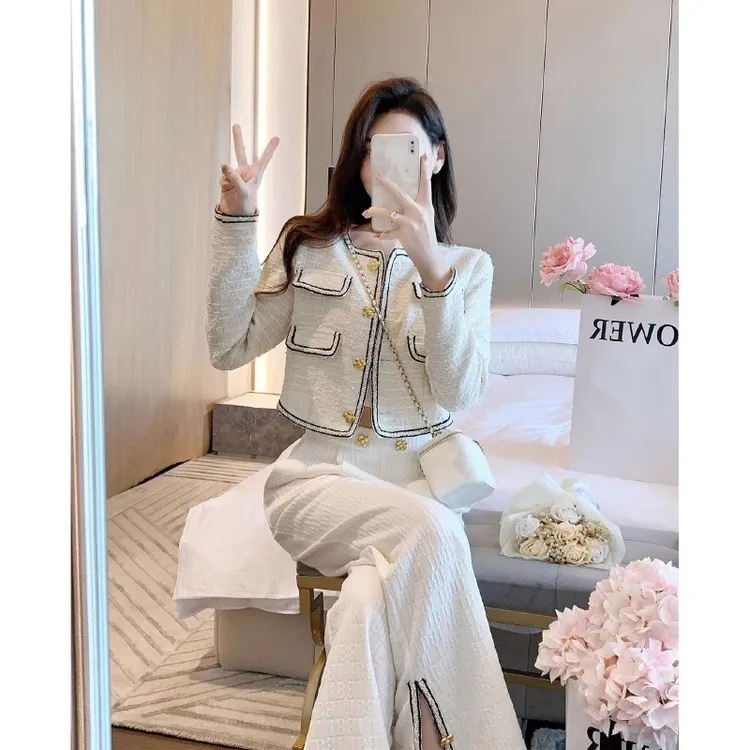 LOzP高级感小香风休闲套装女春秋季2023名媛气质时尚阔腿裤两件套