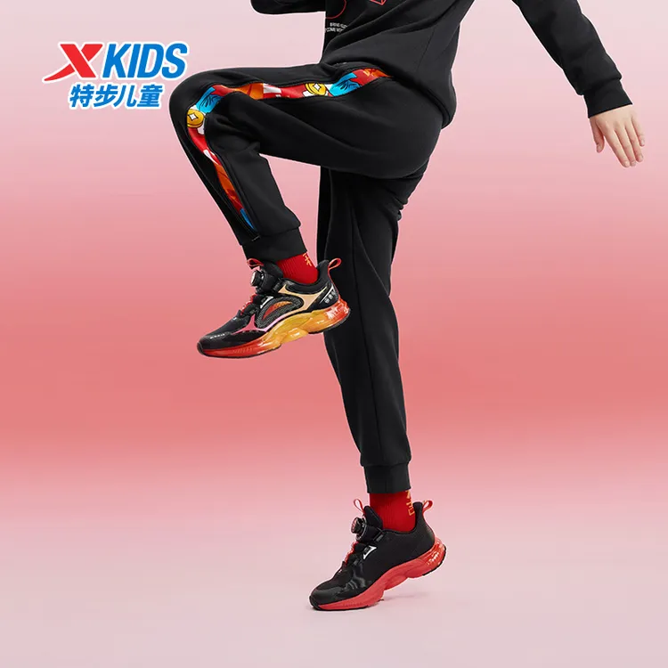 特步儿童春秋新款加绒保暖条纹时尚潮流百搭针织长裤675126639033