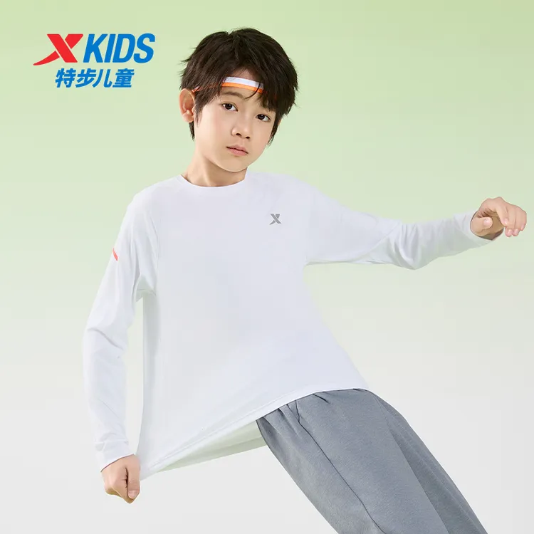 【春季上新】特步儿童舒适打底针织圆领长袖T恤设计版676125039130