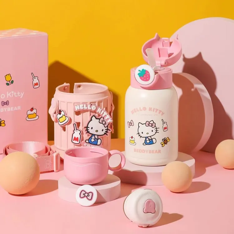 【新款豌豆Kitty联名款】630ml时尚儿童保温杯小学生简约保温杯
