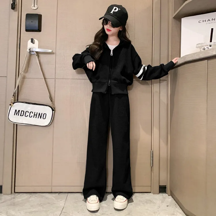 女童春装套装网红中大童8-15岁韩版洋气儿童休闲女童女童春秋套装