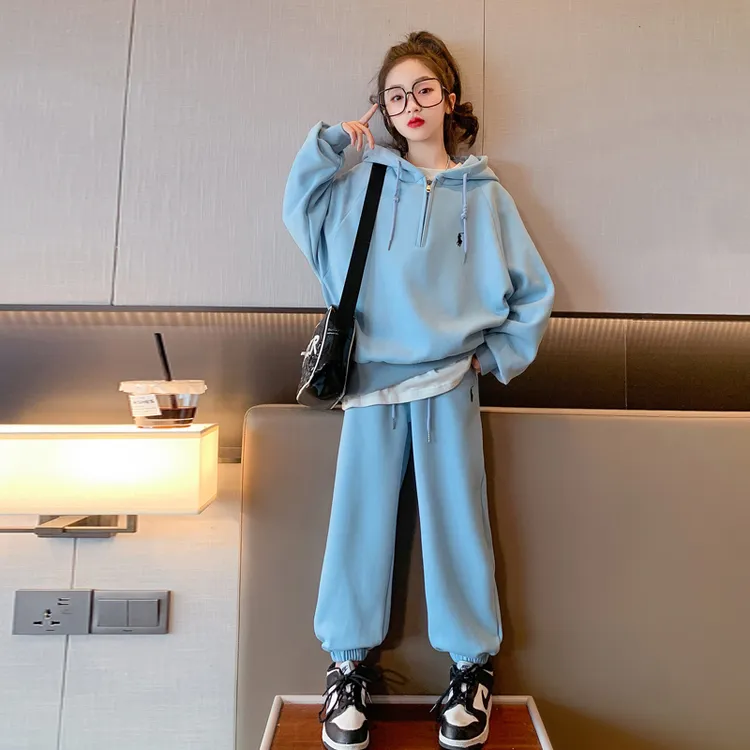 女童秋装套装2023新款洋气中大童8-15秋款卫衣儿童春秋运动两件套