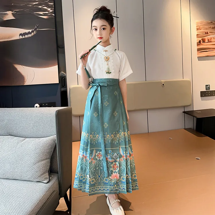 中国风女童古装马面裙套装小女孩薄款汉服裙夏季儿童童装明制唐装