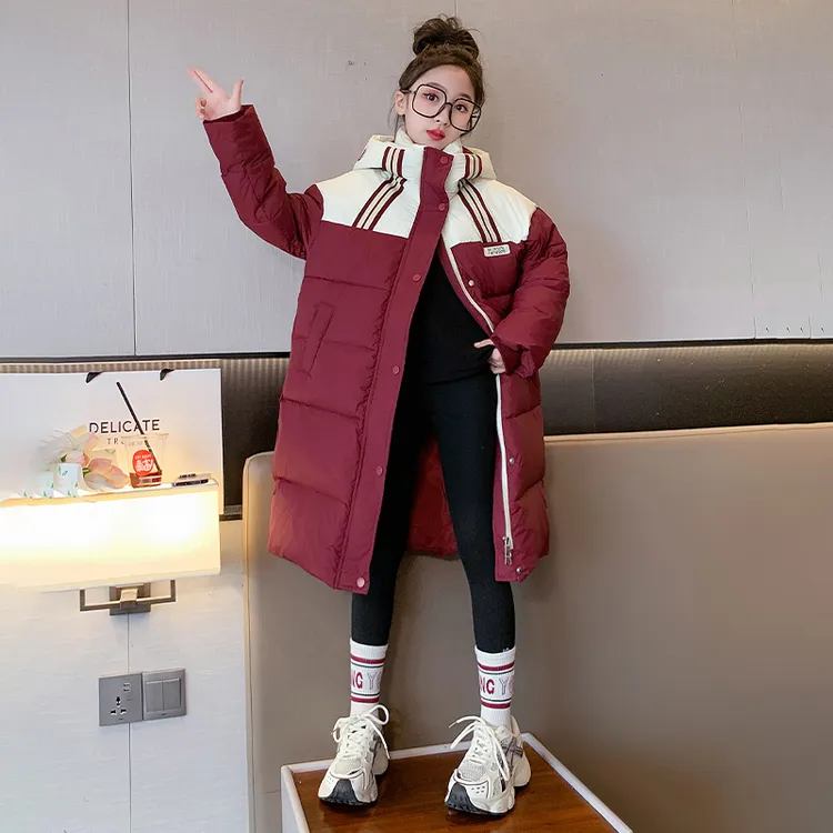 女童长款羽绒服6-12岁15岁冬季2023新款洋气中大儿童保暖时尚外套