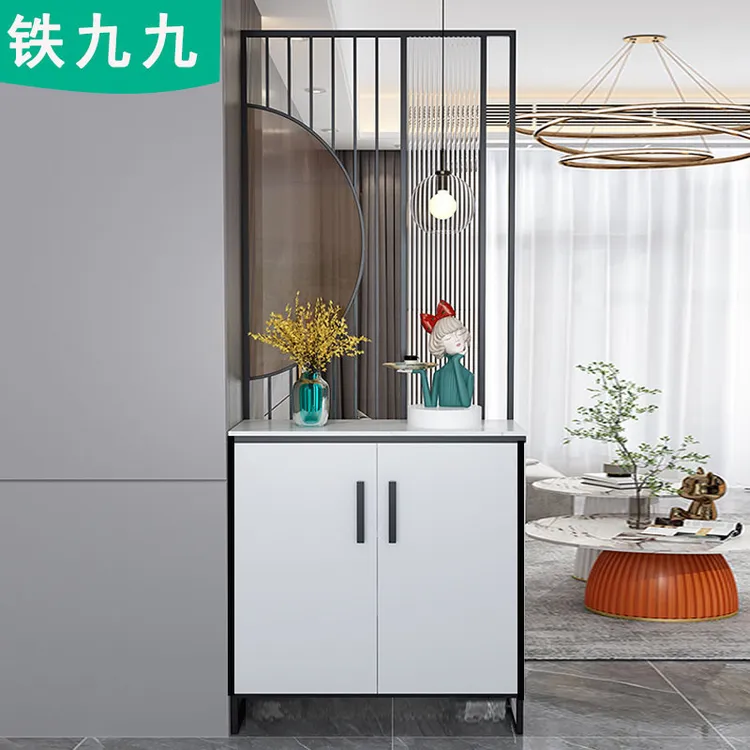 屏风正对入户门隔断玄关客厅鞋柜一体轻奢玻璃简约现代餐厅门厅柜