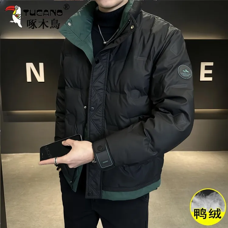 TUCANO/啄木鳥鸭绒立领羽绒服男士时尚短款拼色青年潮流冬季外套