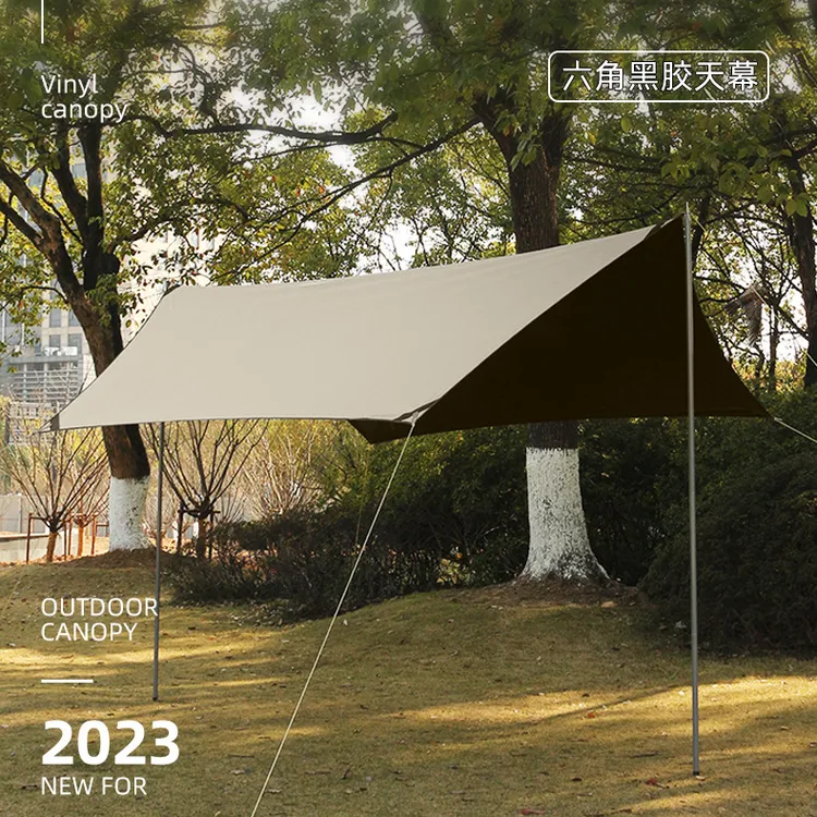 天幕户外野营六角黑胶防晒防雨水帐篷幕布遮阳棚防风露营用品装备