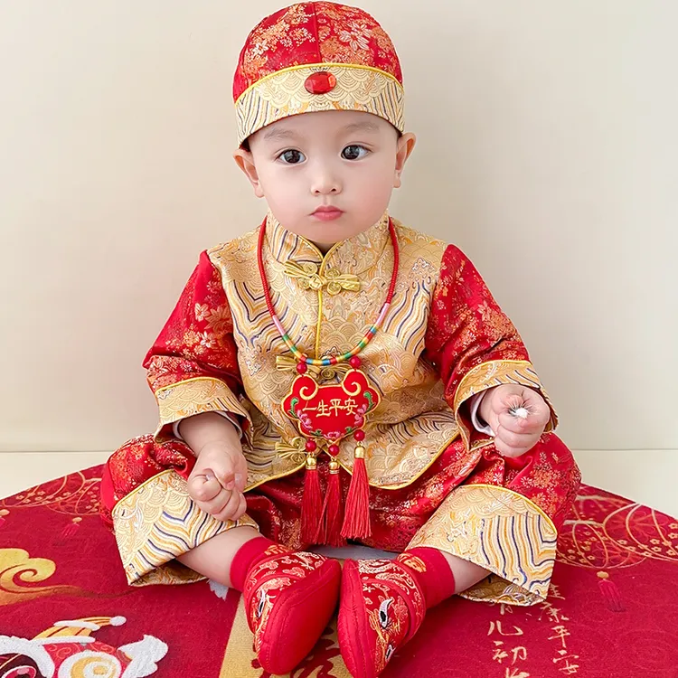 一周岁礼服男女宝宝中式婴幼儿抓周服春秋生日宴复古喜庆唐装套装
