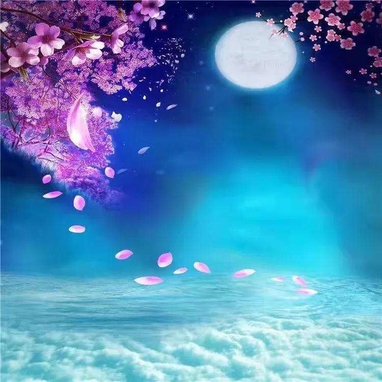 逼真大光圈清晰抖音背景布墙3D立体直播布新款主播墙布简约古风