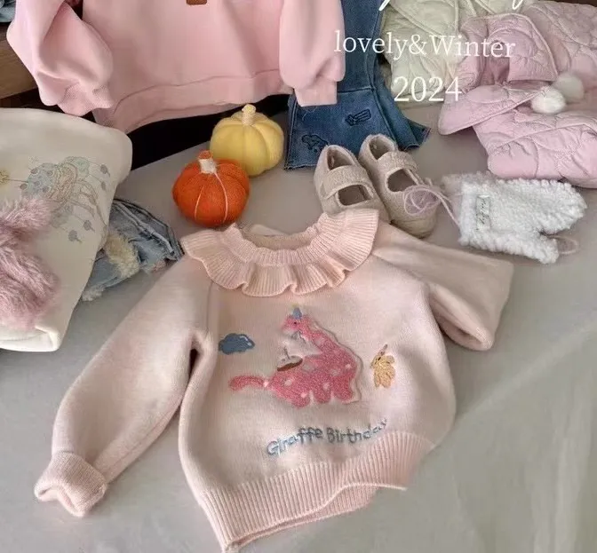 橙小七女童冬款加绒毛衣