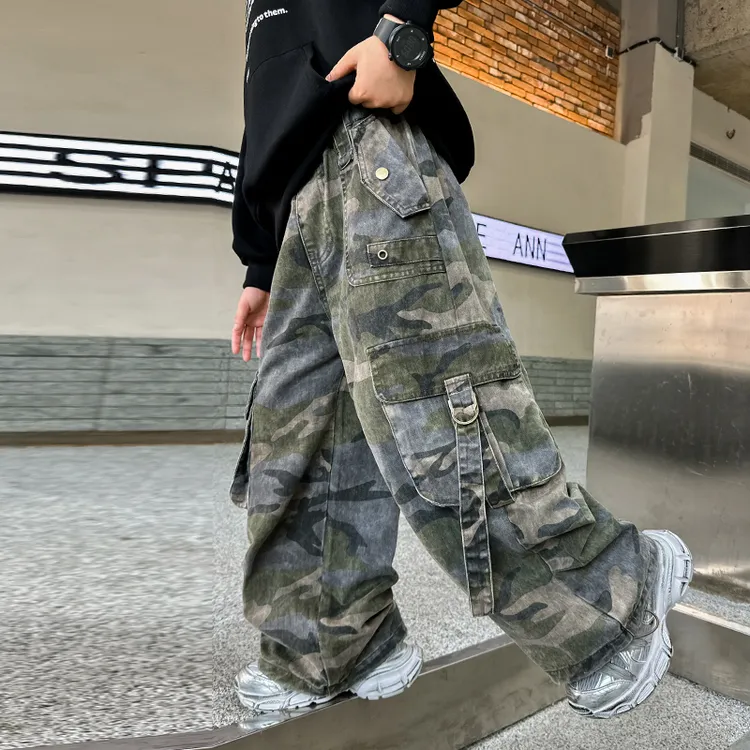儿童男童秋装工装裤春秋款2025秋季新款中大童裤子迷彩裤潮酷洋气