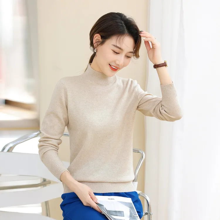 新款长袖女士上衣羊毛衫时尚潮流款多色可选百搭款修身针织衫妈妈