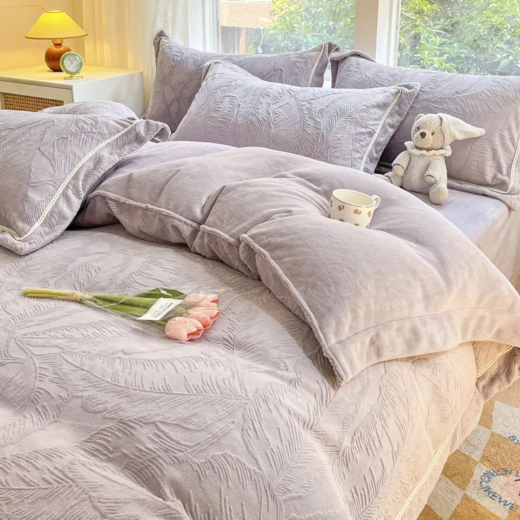 水星家纺加厚保暖印花牛奶绒四件套冬季短毛宝宝绒珊瑚绒联名优品