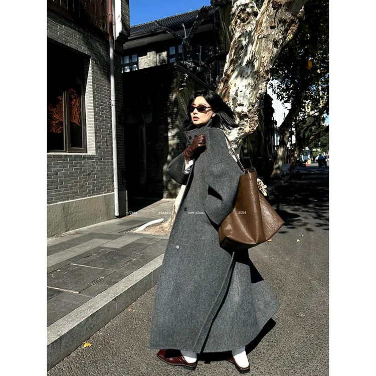 JCCC影子【灰域】极简立领式骆驼绒绵羊毛双面呢大衣JE4KMD10