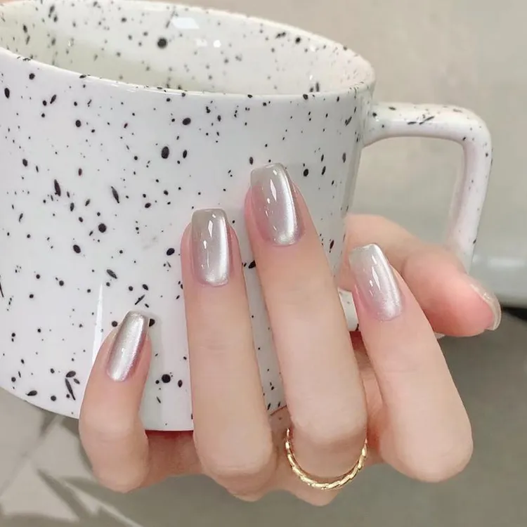 纯10片『白月光』短款玻璃珠贴片学生长期款式推荐美甲穿戴甲片