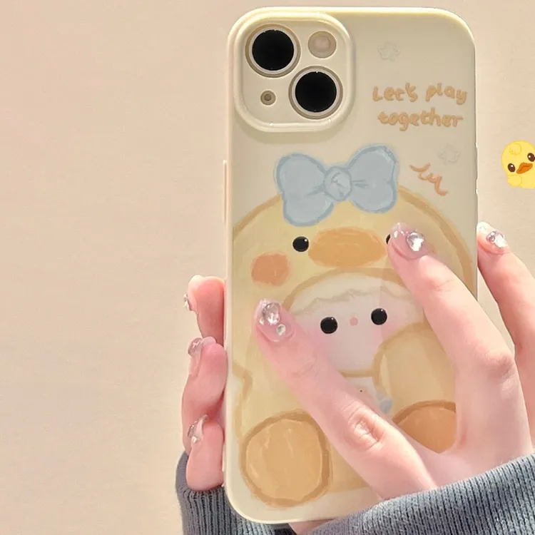 日韩小鸭适用iPhone15手机壳苹果14promax新款13女硅胶Plus马卡龙
