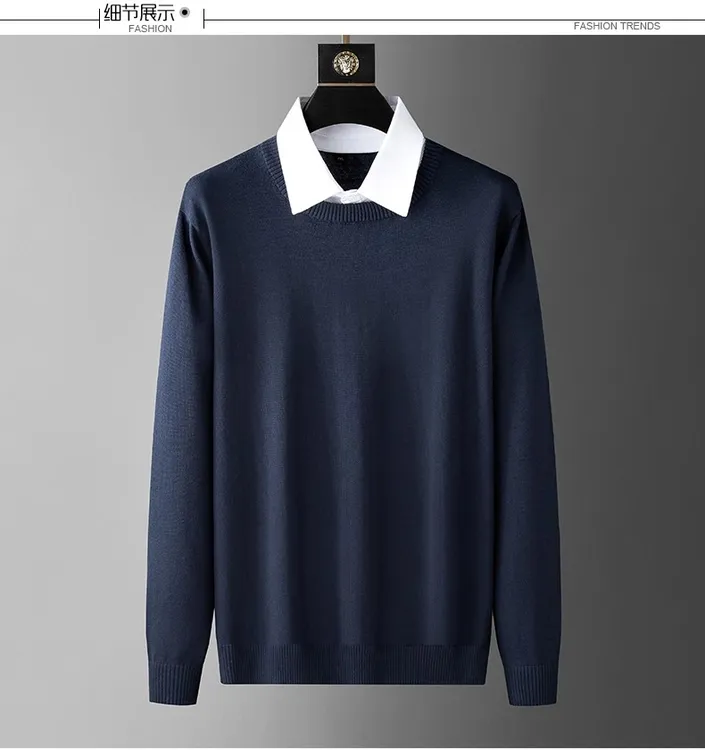 BM百搭假两件针织衫加肥加大码休闲肥佬大码200-300斤毛衣打底衫