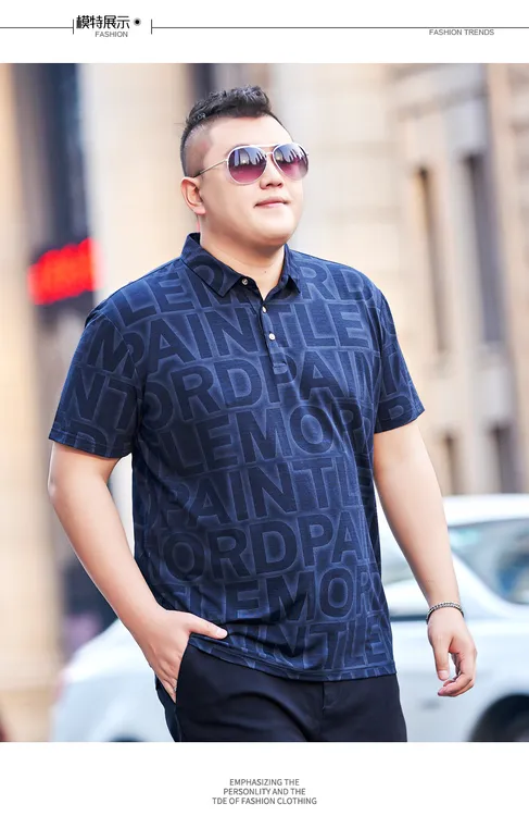 夏季中年大码男士短袖翻领t恤加肥加大胖子男装半袖冰丝polo衫BM