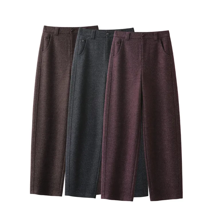 【爆款推荐】25秋冬舒适显瘦弯刀裤266036高腰直筒加厚保暖休闲时尚