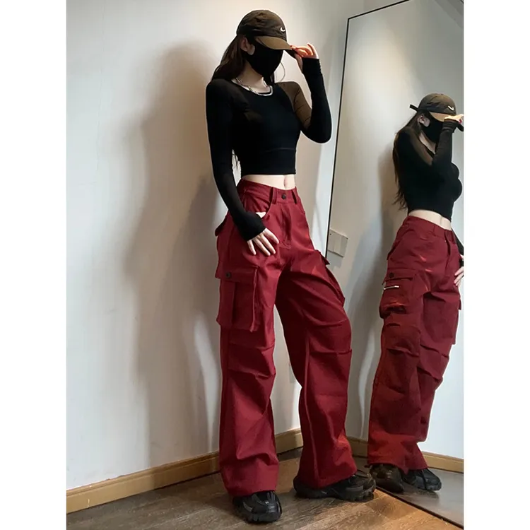 秋季厚款2025春夏夏季高腰工装裤瘦版阔腿裤显瘦时尚休闲女款宽松