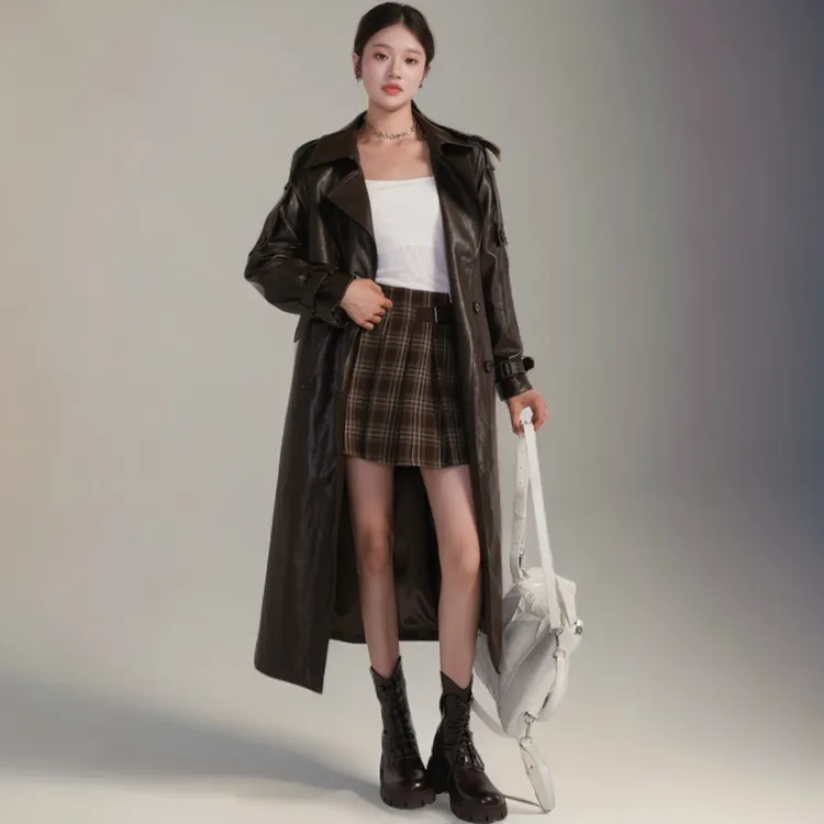 co&sheng双子座/小个子定制PU外套金属丝压花层次立体感时尚气质