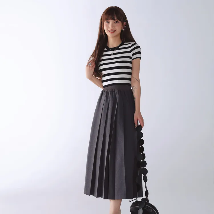 廊前花开/cosheng重生150小个子2025春夏长款百褶裙高腰时尚百搭