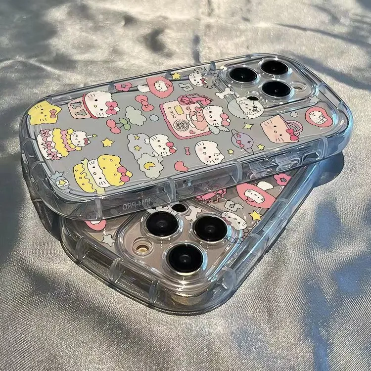 卡通KT猫苹果14手机壳iPhone11/13文字12pro女xsmax可爱6P7P8PLUS