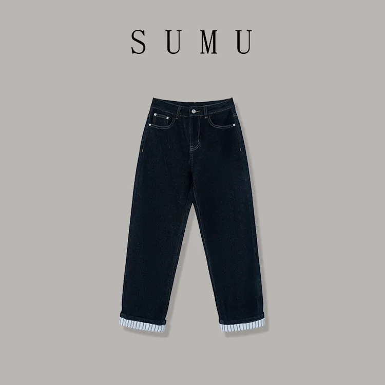 宿慕SUMU 女款法棍烟管裤 9-13秋季2024新款时尚百搭牛仔裤A4501Q