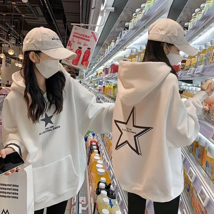短款卫衣女2025新款宽松oversize落肩连帽加绒春秋爆款外套冬加厚