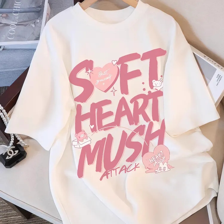 多巴胺洋气白色短袖t恤女纯棉2025夏季新款爆款宽松大码体恤上衣