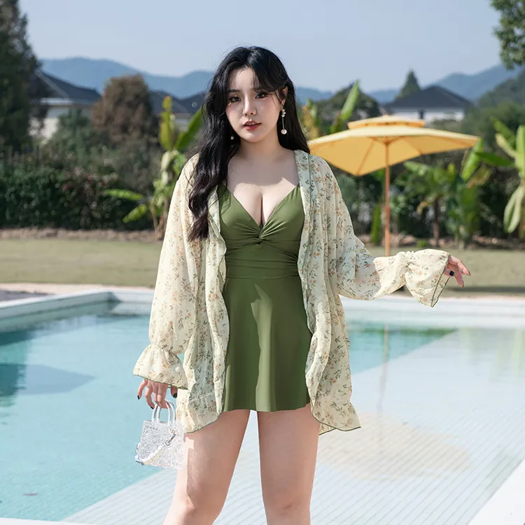 Nazal 绿野仙踪 性感泳衣女大码胖mm200斤遮肚显瘦泡温泉度假连体