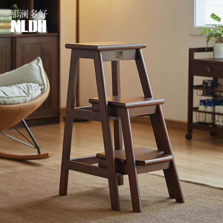 实木梯三步梯梯凳梯子两用步梯家用梯伸缩多功能登高梯加厚梯子凳