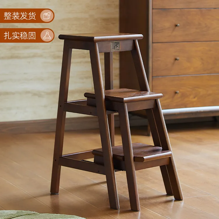 实木三步梯家用梯多功能梯创意穿鞋凳厨房客厅两用梯子凳