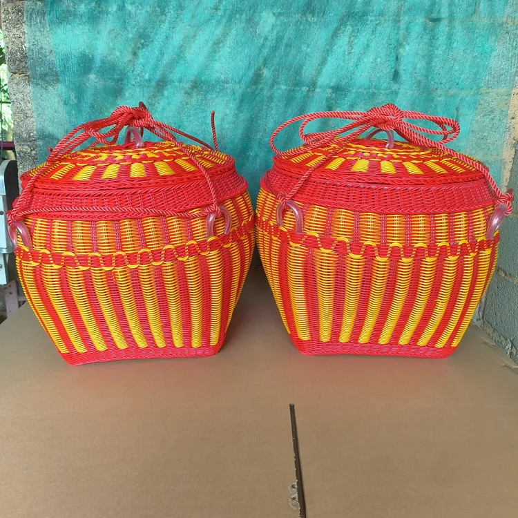 40公分口红黄搭配喜庆箩筐，喜箩筐