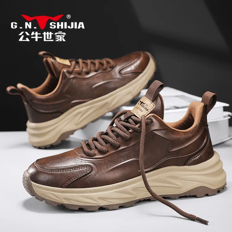 公牛世家秋冬新款正品男鞋橡塑底舒适质感潮款休闲皮鞋百搭款