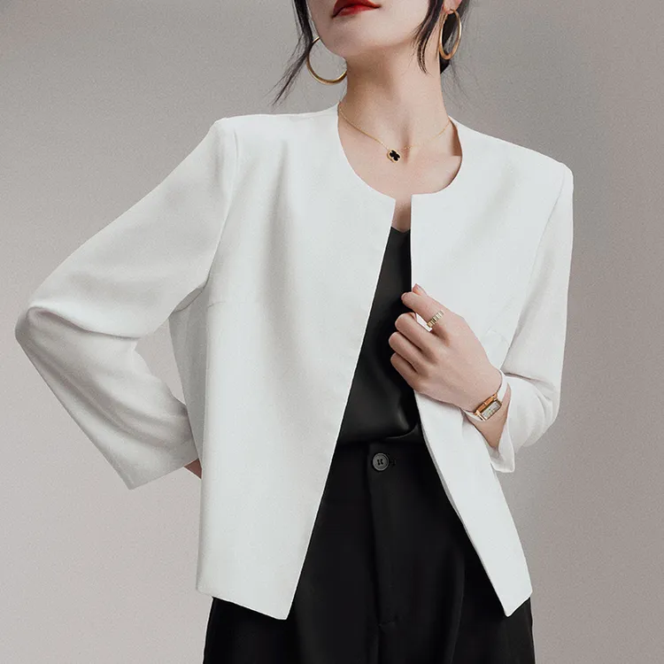 轻奢小个子圆领西装休闲短外套女高级感西服25春夏新国风上衣