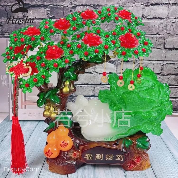 【遇百财】玉白菜发财树手工材料包摆件树脂工艺品纯手工怀旧复古
