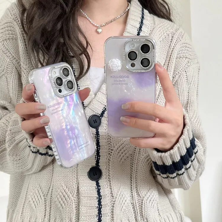 适用苹果系列iPhone15pro小众ins14pro贝壳纹晕染13新款12手机壳